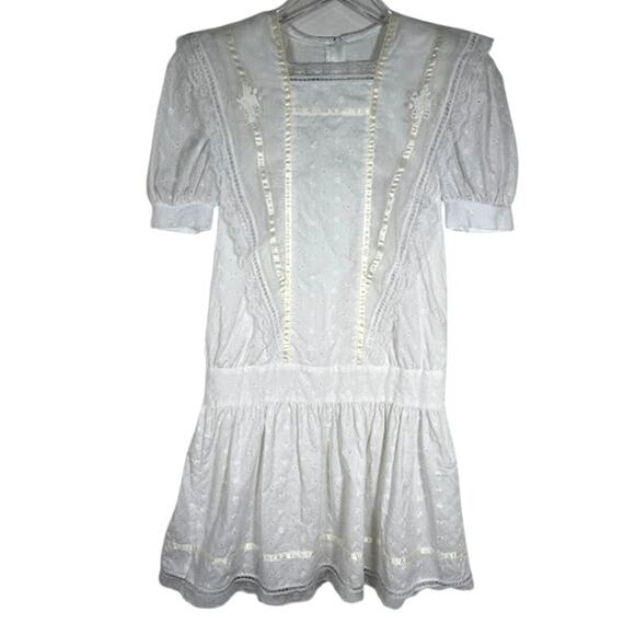 Gunne Sax Other - Gunne Sax Jessica McClintock Girls Embroidered Eyelet Dress 10 White Lace Trim